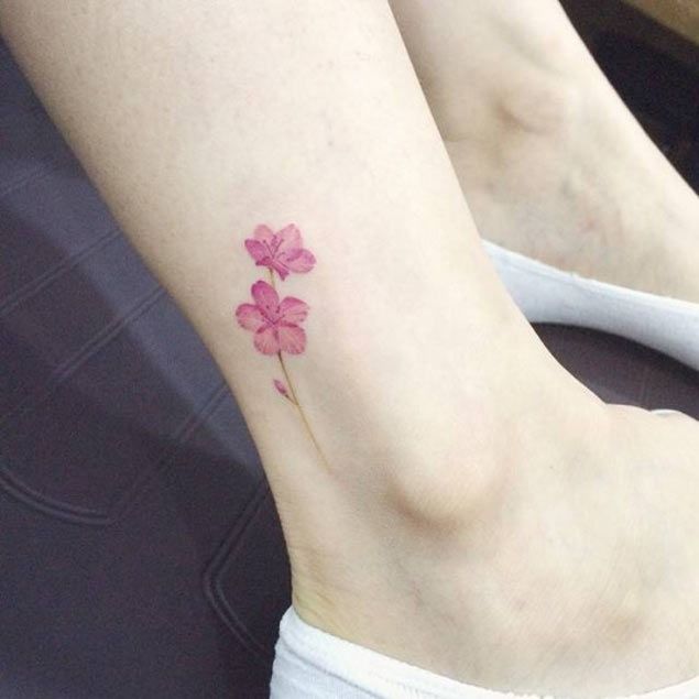 Hình Xăm Tattoo Bông Hoa Màu Hồng